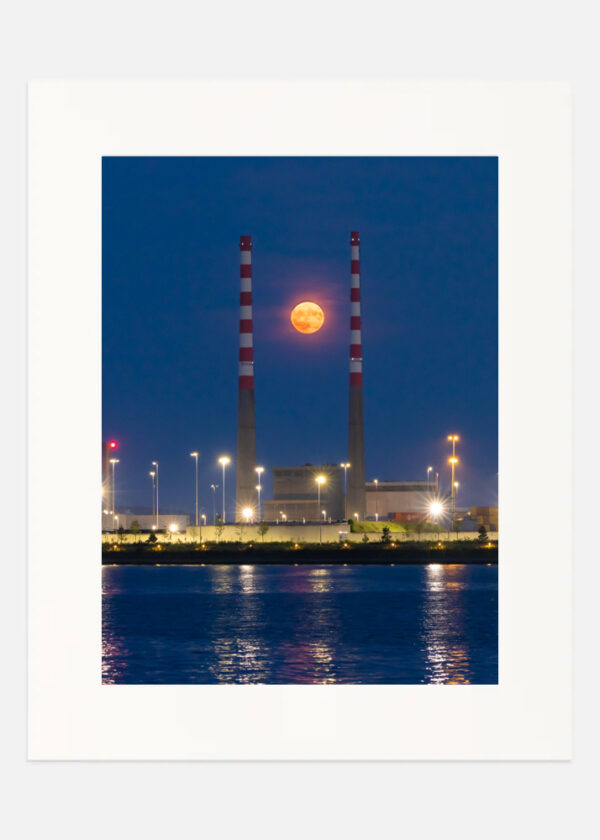 Moon between Poolbeg Chimneys - Image 7